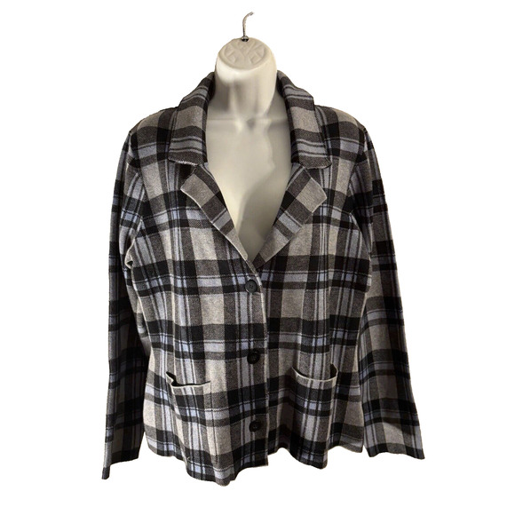 Tahari Blazer Women’s Size XL Multicolor Plaid Long Sleeves Pockets NWT - Picture 1 of 9